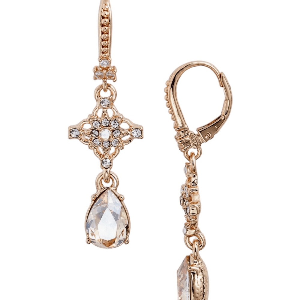 Marchesa Gold and Crystal Drop Earrings